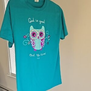 Kerusso Womens Size: M Teal Shirt with Owl Design